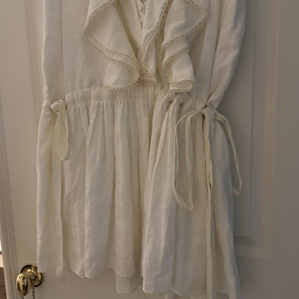 Chloe Cream Ruffle-Front Mini Dress - Picture 2 of 3